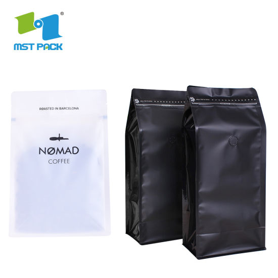 使用的咖啡250克500克1千克平底袋可生物降解的可堆肥咖啡袋单向阀袋