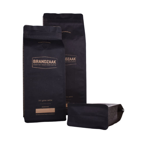 定制印花拉链锁可堆肥棕色牛皮纸咖啡茶包装袋