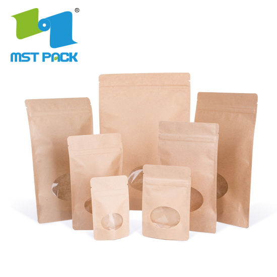定制印刷圆底咖啡豆可生物降解的包装袋站立袋与自封和窗口