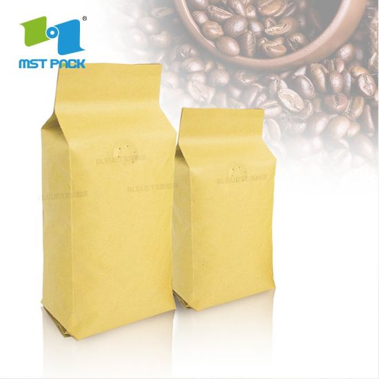 Eco友好的可堆肥包装牛皮纸PLA可生物降解的咖啡袋与阀门