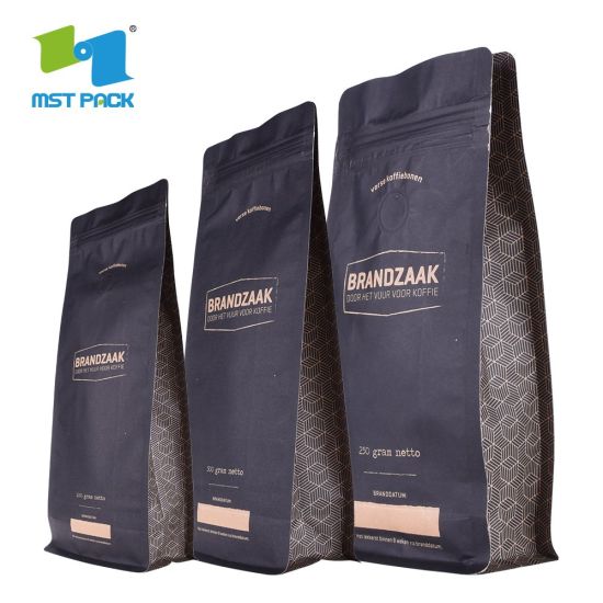 可堆肥Recylce工艺纸袋可生物降解生态咖啡袋中国批发