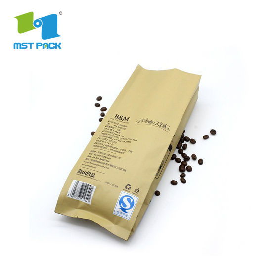 可生物降解的定制印刷箔衬里回收牛皮纸侧面衬料可堆肥1磅2磅5磅咖啡包装袋