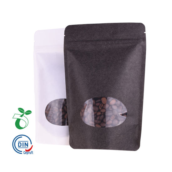 定制印刷可生物降解和可堆肥PLA拉链食品包装袋牛皮纸袋咖啡茶